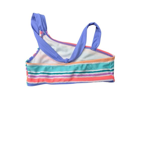 Girls Cat & Jack Striped Bikini Set With Side Tie Bottoms & One-Shoulder Top Mul - Picture 7 of 10